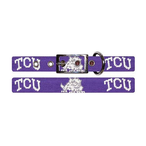TCU Needlepoint Dog Collar