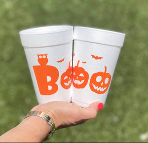 Boo Orange Styrofoam Cups